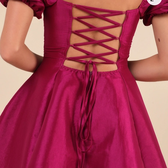 Lulus Corset Lace Magenta Dress - Picture 5 of 9